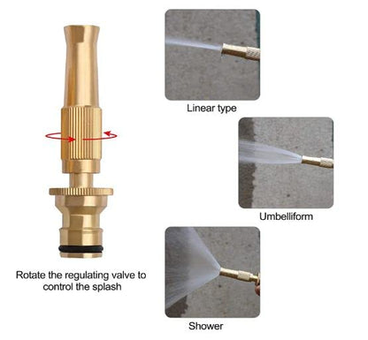 Brass Nozzle Water Spray Gun Jet Hose Nozzles Pipe High Pressure For Car, Bike, Window Cleaning Sprayer And Plants Gardening Washing