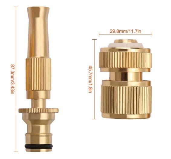 Brass Nozzle Water Spray Gun Jet Hose Nozzles Pipe High Pressure For Car, Bike, Window Cleaning Sprayer And Plants Gardening Washing