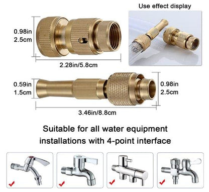 Brass Nozzle Water Spray Gun Jet Hose Nozzles Pipe High Pressure For Car, Bike, Window Cleaning Sprayer And Plants Gardening Washing