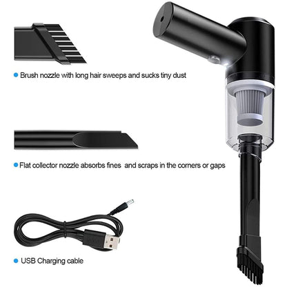 Vacuum Cleaner 2 in1  Handheld Wireless Car Dual-use Portable USB Rechargeable (Black)
