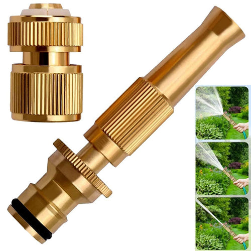 Brass Nozzle Water Spray Gun Jet Hose Nozzles Pipe High Pressure For Car, Bike, Window Cleaning Sprayer And Plants Gardening Washing