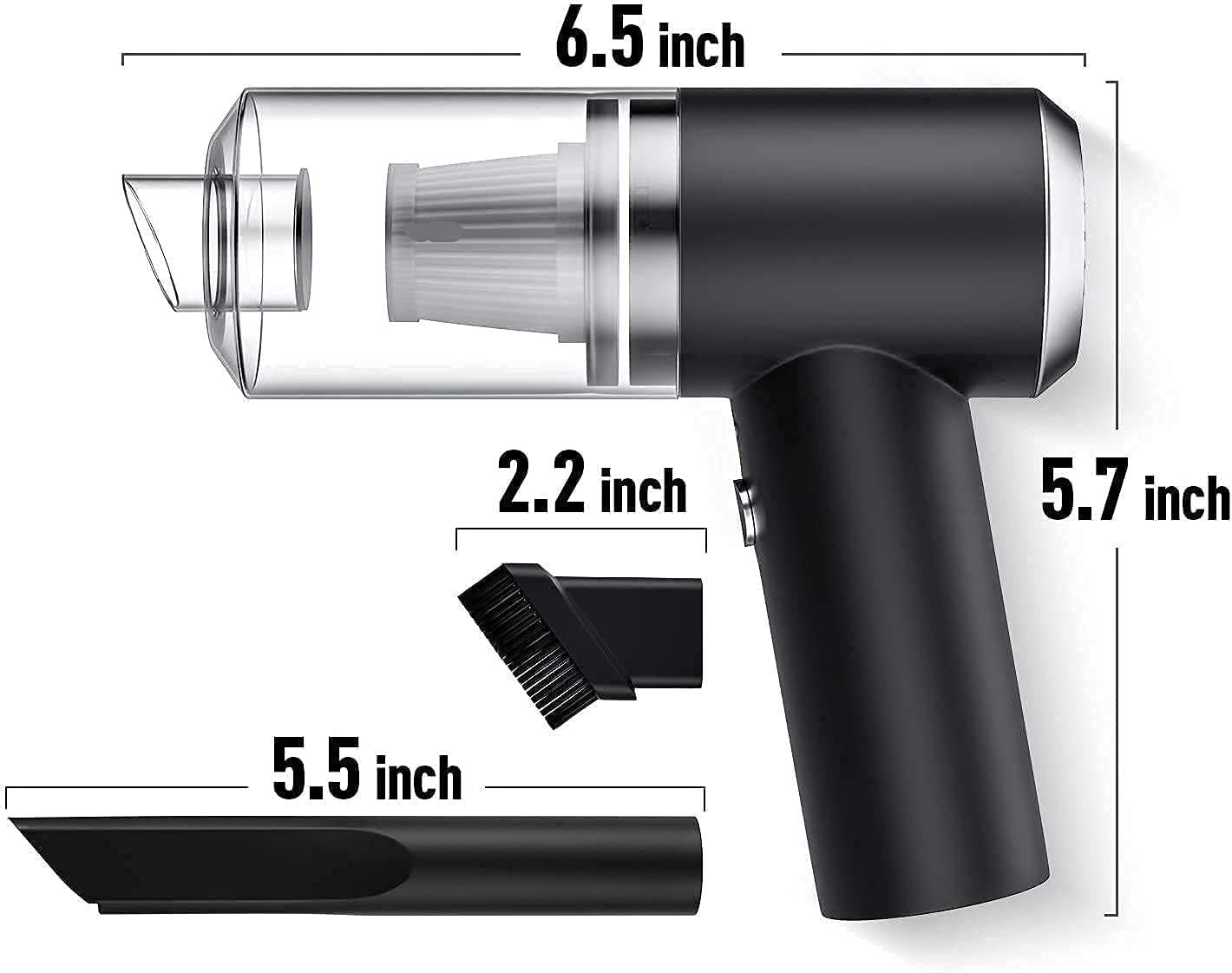 Vacuum Cleaner 2 in1  Handheld Wireless Car Dual-use Portable USB Rechargeable (Black)