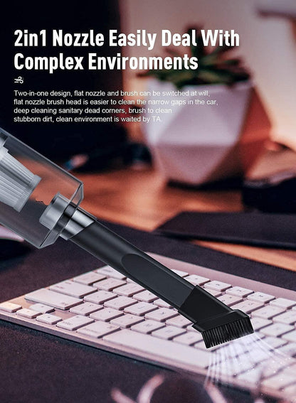 Vacuum Cleaner 2 in1  Handheld Wireless Car Dual-use Portable USB Rechargeable (Black)