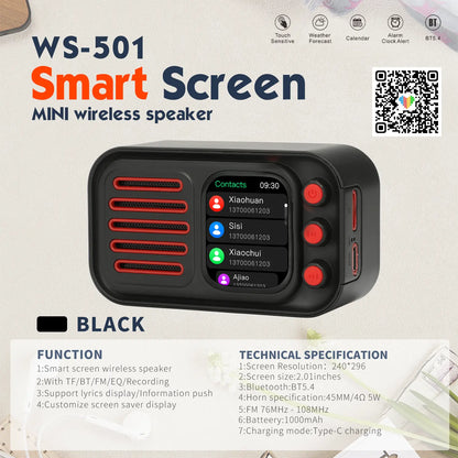 wireless Bluetooth speaker with screen (use as alarm,calender and ETC.)