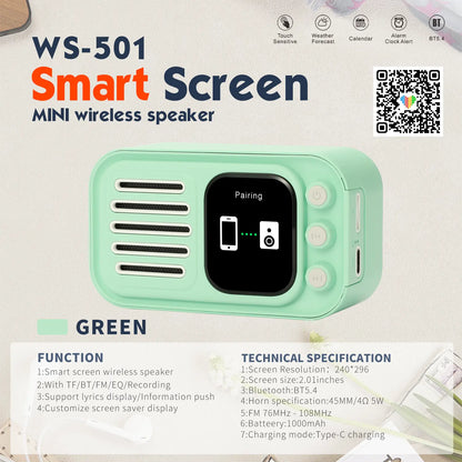 wireless Bluetooth speaker with screen (use as alarm,calender and ETC.)