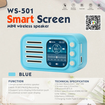 wireless Bluetooth speaker with screen (use as alarm,calender and ETC.)