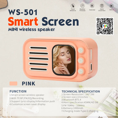 wireless Bluetooth speaker with screen (use as alarm,calender and ETC.)